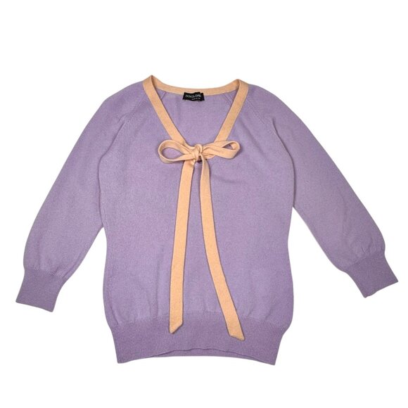 Authentic VTG Dolce & Gabbana Cashmere Sweater Sz 6 Purple Bow Coquette - Picture 5 of 12